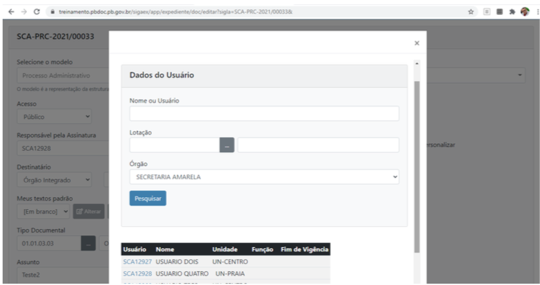 2.2 Incluir Dados e Redigir Documentos nome e login do responsável