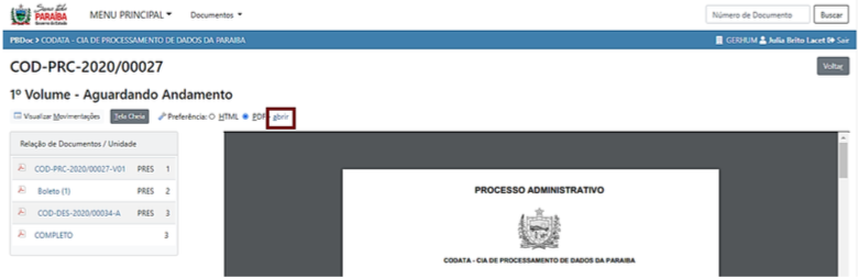 3.6 Visualizar Documento abrir