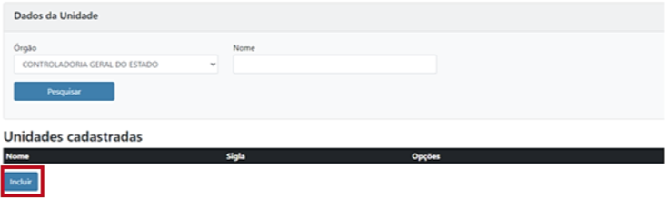 7.2 Cadastro de Unidade incluir