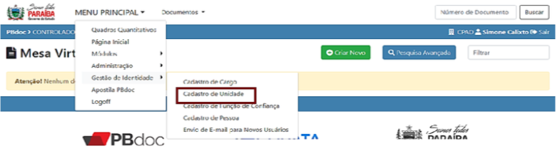 7.2 Cadastro de Unidade