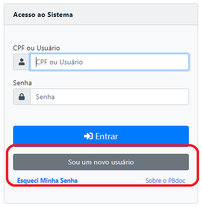 Sou um novo usuário Sou um novo usuário