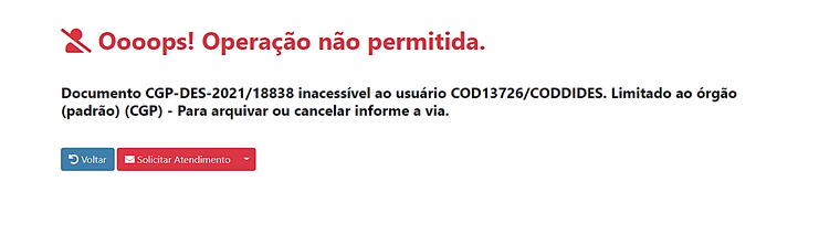 2.1 Operação não permitida 2.1 Operação não permitida