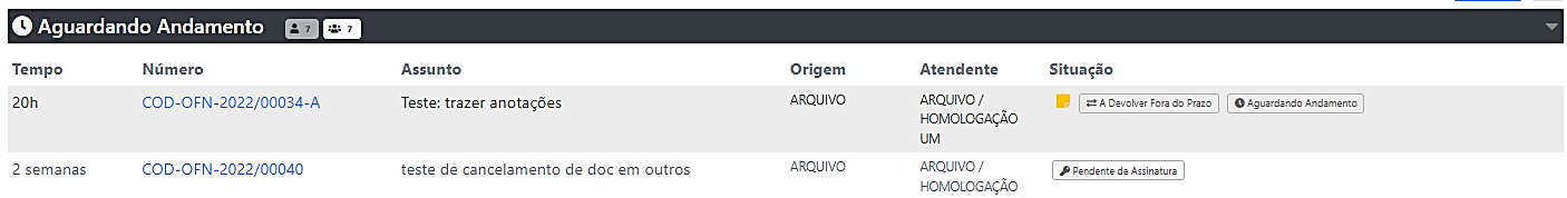 2 Aguardando andamento status 2 Aguardando andamento status