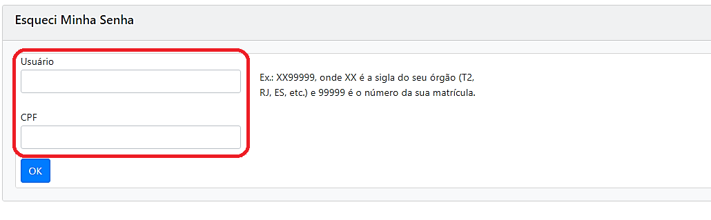 1.3 Esqueci minha senha em branco 1.3 Esqueci minha senha em branco