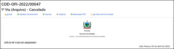3.3 Desfazer cancelamento 3.3 Desfazer cancelamento