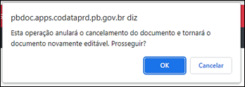 3.3 Mensagem desfazer cancelamento 3.3 Mensagem desfazer cancelamento